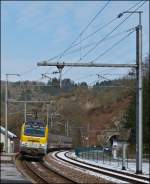 . The IR 113 Liers - Luxemburg City is entering into the station of Kautenbach on March 15th, 2013.
