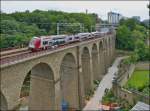 . Z 2220 is running over the Pulvermhle viaduct in Luxembourg City on June 14th, 2013.