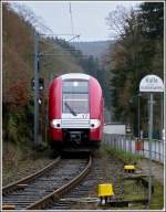 Coming from Wiltz, Z 2217 is arriving at the station of Kautenbach on December 17th, 2011.