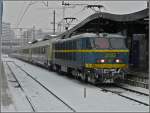Luxembourg City 2005 with SNCF wagons is waiting for the departure to Brussels in the snowy station of Luxembourg City on December 21th, 2009.