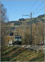 mob-montreux-berner-oberland-bahn The MOB 'Chocolate' GDe 4/4 with a local train by Saanen. 
05.11.2010