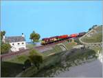 The EWS T Gauge 67001 with a Cargo train on my Diorama.