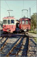 mvr-cev BDe 2/4 N�74 and Te 82 in Blonay. 
Summer 1985