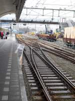 Platform 1 in Rotterdam central station has been enlarged on a special way because of the Thalys trains.