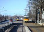 Norrkoping Tram nr 67 and tram nr 24 �stra Eneby Kyrka 2010 - 03 - 20. 