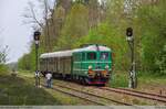 27.04.2019 | Prusie - ST43-366 left the Werchrata station, is heading towards Hrebenne.