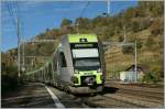 rabe-535-bls A BLS 'L�tschberger' on the way to Spiez is leaving the Ausserberg Station. 13.10.2010