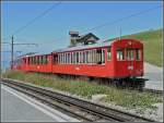 rb-rigi-bahnen VRB train is leaving the station Rigi Kulm on August 4th, 2007.