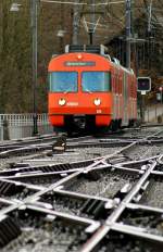 rbs-regionalverkehr-bern-solothurn RBS Local train to Worb is arriving in Worblaufen. 26.02.2010