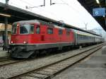 re-420-re-4-4-ii Re 4/4 II with a wintersport night train from Utrecht to Brig in Vevey. 
16.02.2010