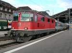 The Re 4/4 II 11132 with a special train to ...