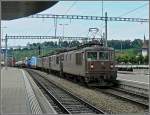 re-425-bls-re-4-4 Four BLS Re 425 with a goods train pictured at Spiez on July 29th, 2008.