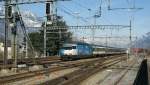 Re 460 SBB Re 460 020-1 with IR to Geneva Airport in Martigny.
25.02.2009