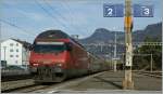 Re 460 Re 460 015-1 with an IR on the way to Brig in Villeneve. 
14.01.2011