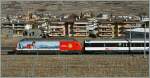 Re 460 SBB RE 460 036-7 with the 'snowtrain' for british winter-guests by Salgesch. 
05.03.2011