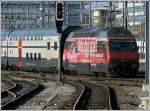 Re 460 Re 460 094-6 is pushing its bilevel cars out of the main station of Z�rich on December 27th, 2009.