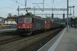 re-620-re-6-6 SBB Cargo Re 620 075-2 and a Re 420 with a Cargo train in Liestal
02.10.2009