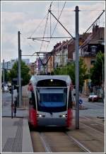 Saarbahn Saarbahn N� 1026 is arriving at the stop Rastpfuhl in Saarbr�cken on May 28th, 2011.