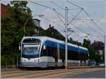 Saarbahn Tram N� 1001 is running through Lebacher Stra�e in Saarbr�cken Malstatt on May 28th, 2011 