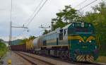 Diesel loc 664-111 is hauling freight train through Maribor-Tabor on the way to Tezno yard. /27.5.2013