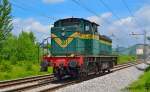Diesel loc 643-014 is running through Maribor-Tabor on the way to Tezno yard. /6.6.2013