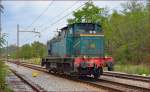 Diesel loc 642-185 is running through Maribor-Tabor on the way to Maribor main station. /18.9.2013