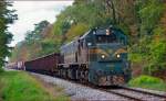 Diesel loc 664-120 pull freight train through Maribor-Studenci on the way to Tezno yard. /10.10.2013
