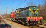 Diesel loc 643-008 run through Maribor-Tabor on the way to Studenci station. /10.12.2013