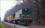 Diesel loc 644-004 is hauling freight train through Maribor-Studenci on the way to Tezno yard. /9.1.2014