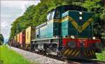 Diesel loc 643-028 pull freight train through Maribor-Studenci on the way to Tezno yard. /7.8.2014