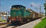 Diesel loc 642-185 pull freight trai through Maribor-Tabor on the way to Tezno yard. /18.7.2014