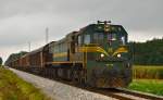 Diesel loc 664-109 pull freight train through Cirkovce-Polje on the way to Koper port. /17.9.2014