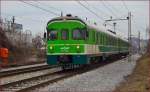 Multiple units 711-001 are running through Maribor-Tabor on the way to Murska Sobota. /20.2.2014