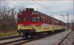 Multiple units 814-021 are running through Maribor-Tabor on the way to Maribor station. /22.1.2014