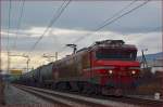Electric loc 363-003 is hauling freight train through Maribor-Tabor on the way to the north. /20.1.2014