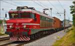 Electric loc 363-008 pull container train through Maribor-Tabor on the way to Koper port.