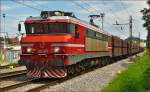 Electric loc 363-001 pull freight train through Maribor-Tabor on the way to Koper port. /1.8.2014