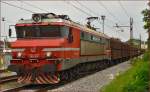 Electric loc 363-004 pull freight train through Maribor-Tabor on the way to Koper port. /3.9.2014