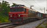 Electric loc 363-006 pull container train through Maribor-Tabor on the way to the north. 22.9.2014