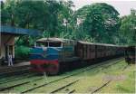 CLASS M4 ALCO Bombardier loco is stopped at a small railway station on its way to Vavuniya on the main line.