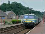 Serie 15 HLE 1501 is arriving with its special train in Poulseur on June 28th, 2008.