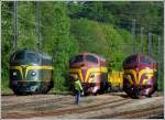 Serie 1600 Three round noses [SNCB HLD 202.020 (former CFL 1602), CFL 1603 and 1604] pictured in Ciney on May 16th, 2009.
