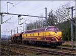 Serie 1800 1818 is hauling a freight train out of the station of Ettelbr�ck on February 5th, 2007.