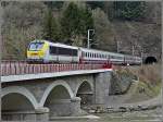 Serie 3000 3013 with IR Liers-Luxembourg City is crossing the S�re Bridge near Michelau on January 24th, 2009.