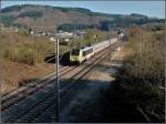 Serie 3000 3019 is hauling the IR 116 Luxembourg City - Liers through the nice landscape near Lellingen on March 4th, 2011.