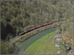 Serie 4000 A push-pull train is running along the river S�re near Bourscheid on March 29th, 2009.