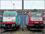 Two Bombardier engines, TRAXX 2801 and CFL 4020, were shown ...