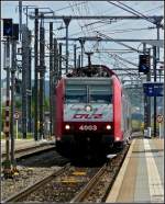 Serie 4000 4003 is entering into the station of P�tange on August 6th, 2010.
