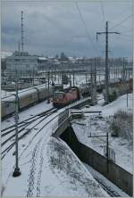 SBB Re 4/4 II 11246 with a Cargo Train in the big Lausanne Triage Station.
15.01.2013