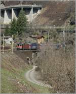 SBB Re 4/4 and Re 6/6 with a Cargo train in the Biaschina by Giornico. 03.04.2013